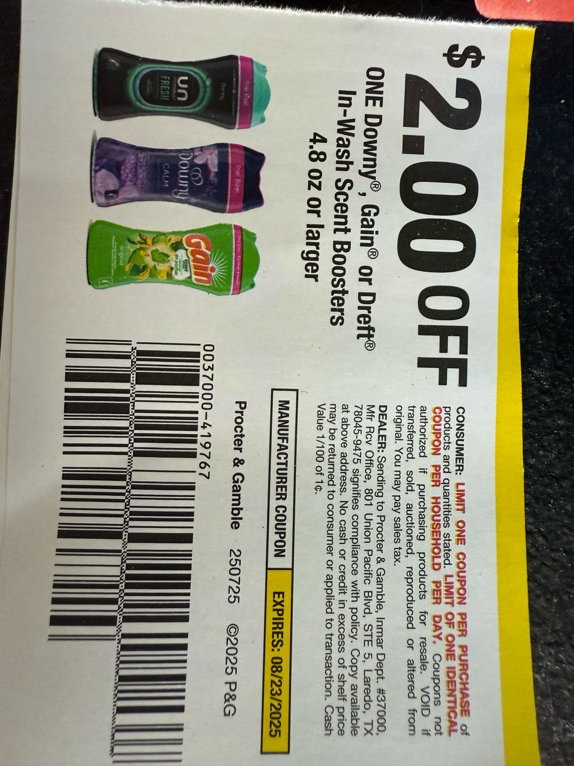 Eight $2/1 Downy Beads