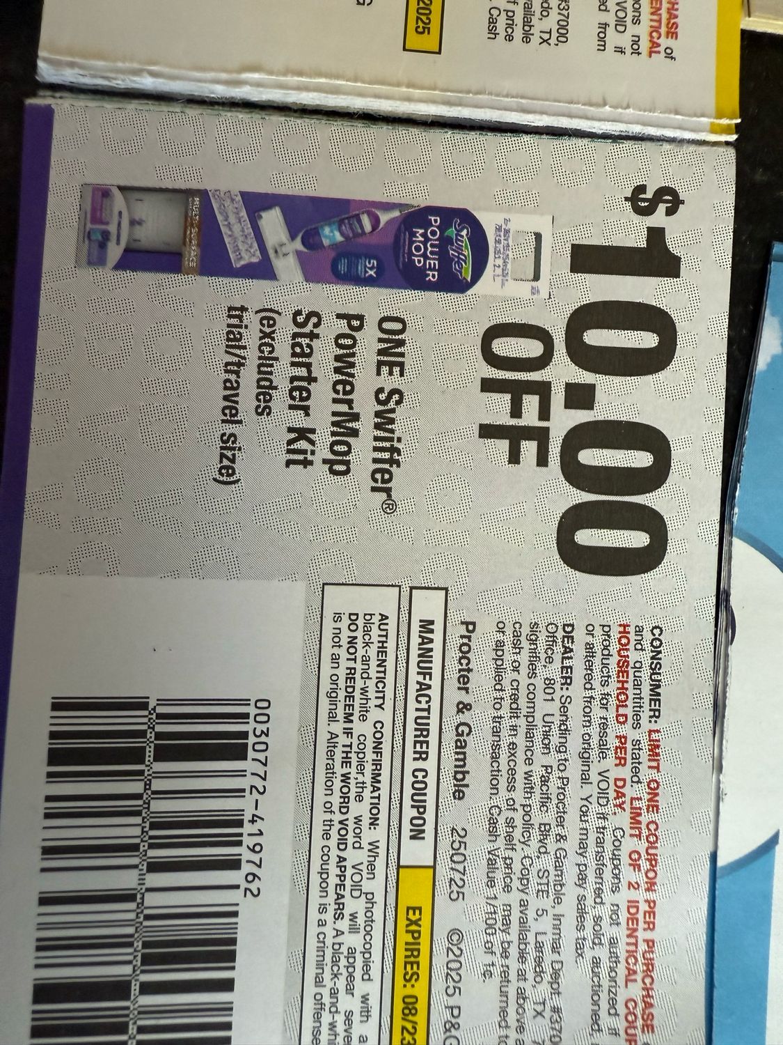 Eight $10/1 Purple Swiffer
