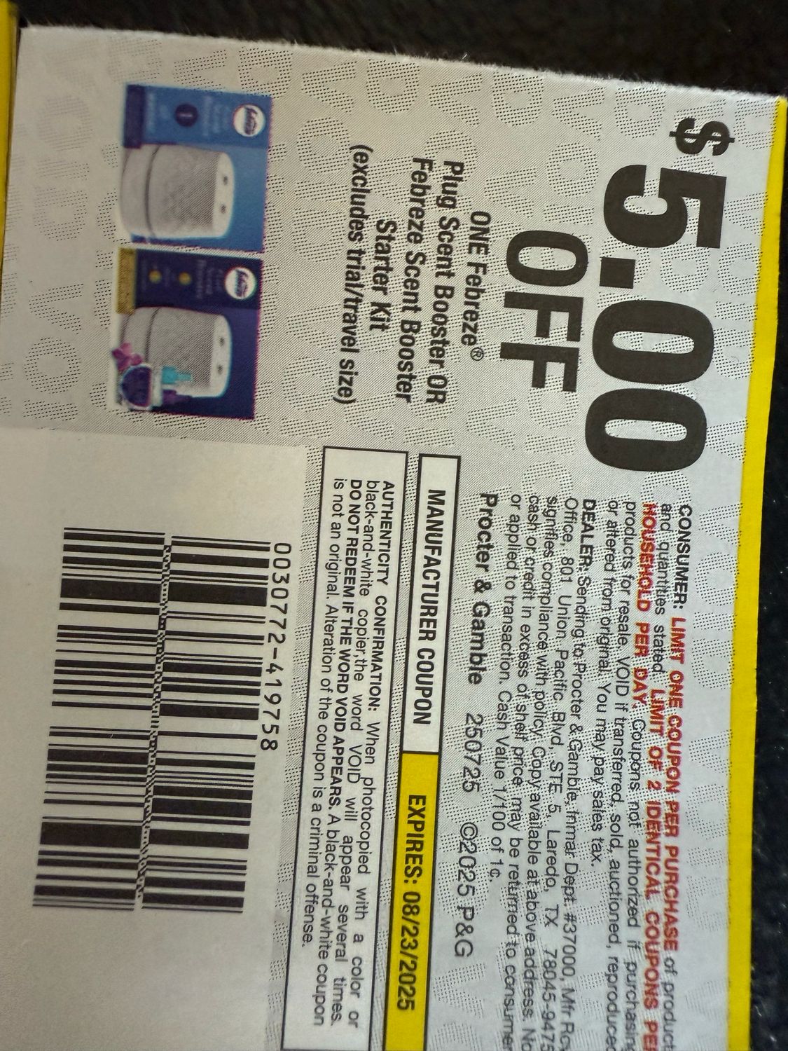 Eight $5/1 Febreze Scent Unit