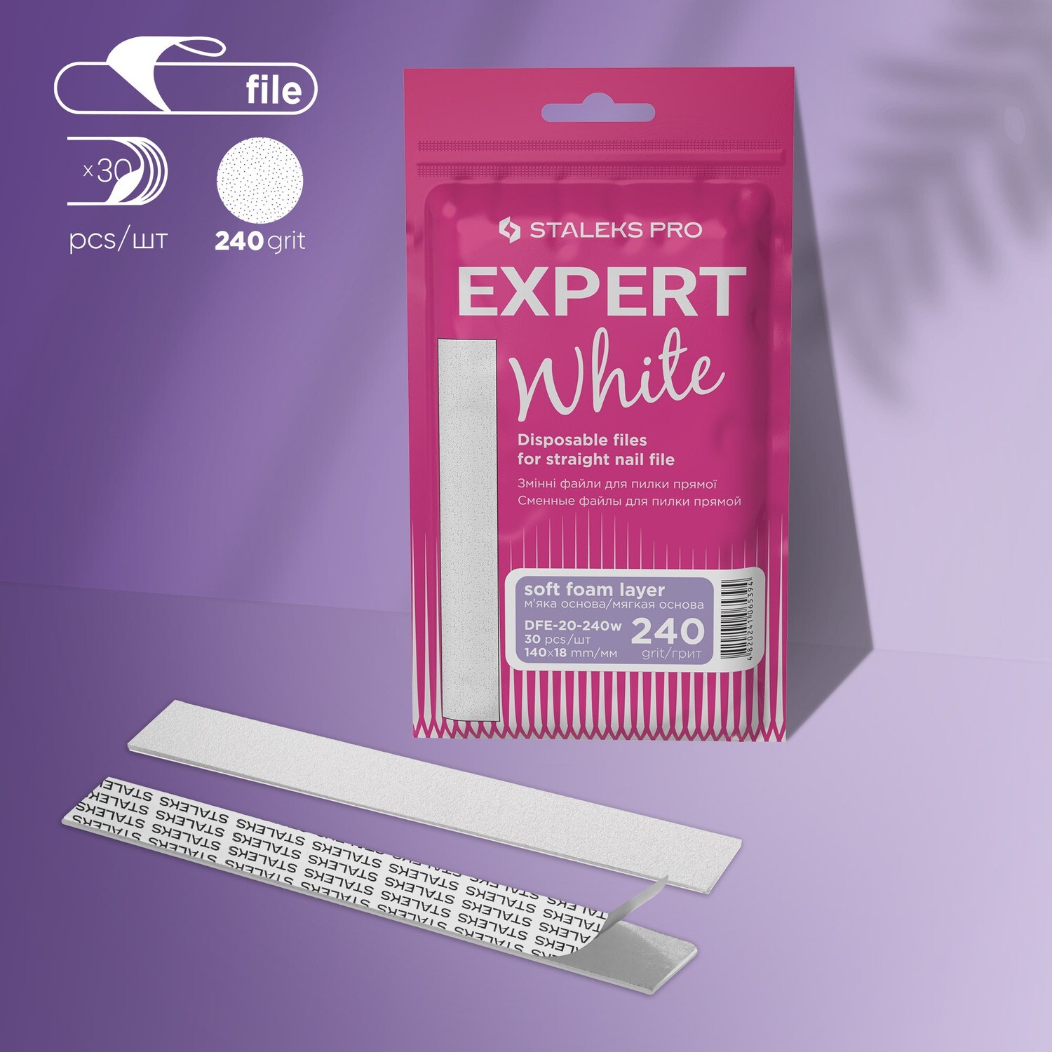 Disposable files DFE-20w for straight nail file (soft base) , 30pcs (240 grit)