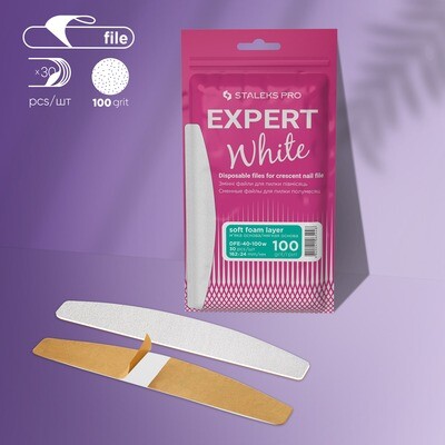 White disposable files DFE-40W for crescent nail file (soft base), 30pc
