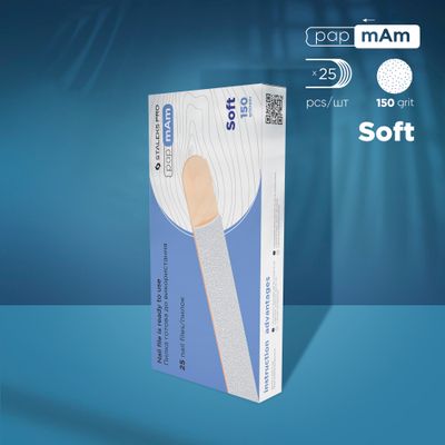 Disposable white files papmAm on soft foam layer and on a wooden base EXPERT 20 150 grit (25 pcs) DWCE-20-150/25w