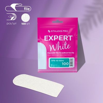 Disposable white files for pedicure grater EXPERT 10 100 grit (30 pcs)