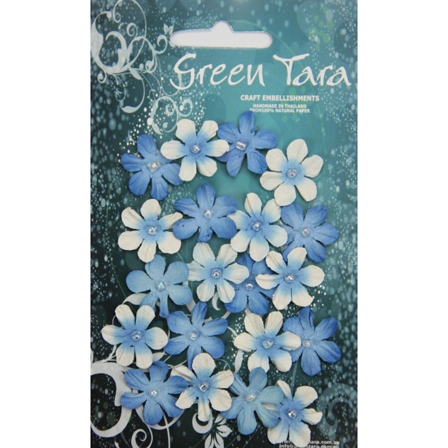 BRIGHT BLUE MINI  FLOWERS 20 pcs