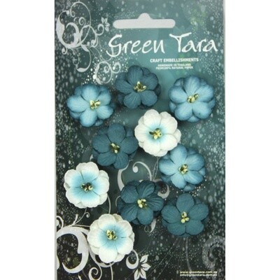 TEAL CHERRY BLOSSOMS 10pcs