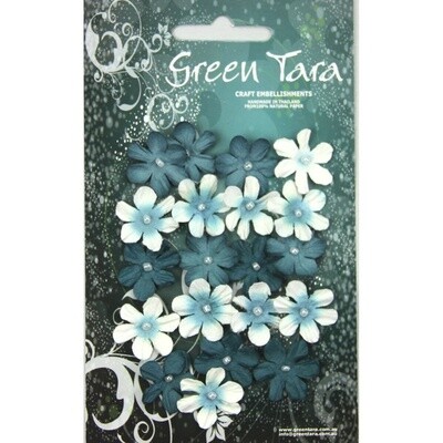 TEAL MINI  FLOWERS 20 pcs