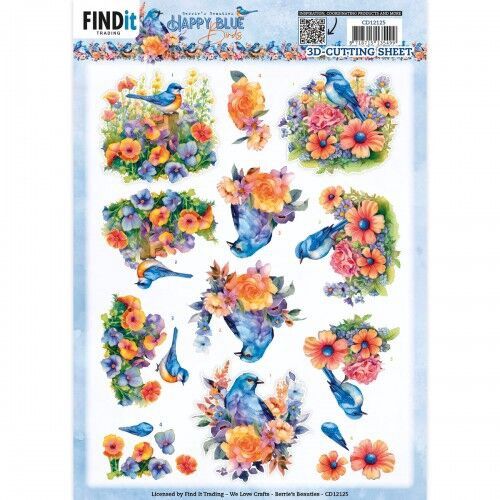 HAPPY BLUE BIRDS 3D PUSH OUT SHEET