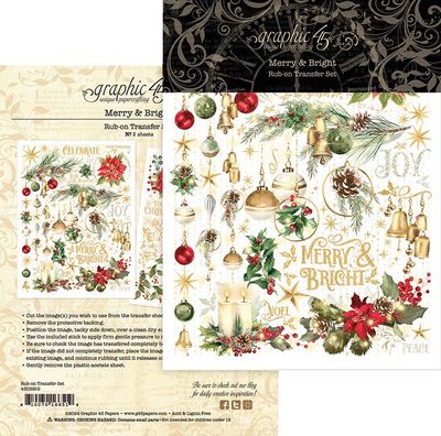 MERRY &amp; BRIGHT RUB-ON TRANSFER SET