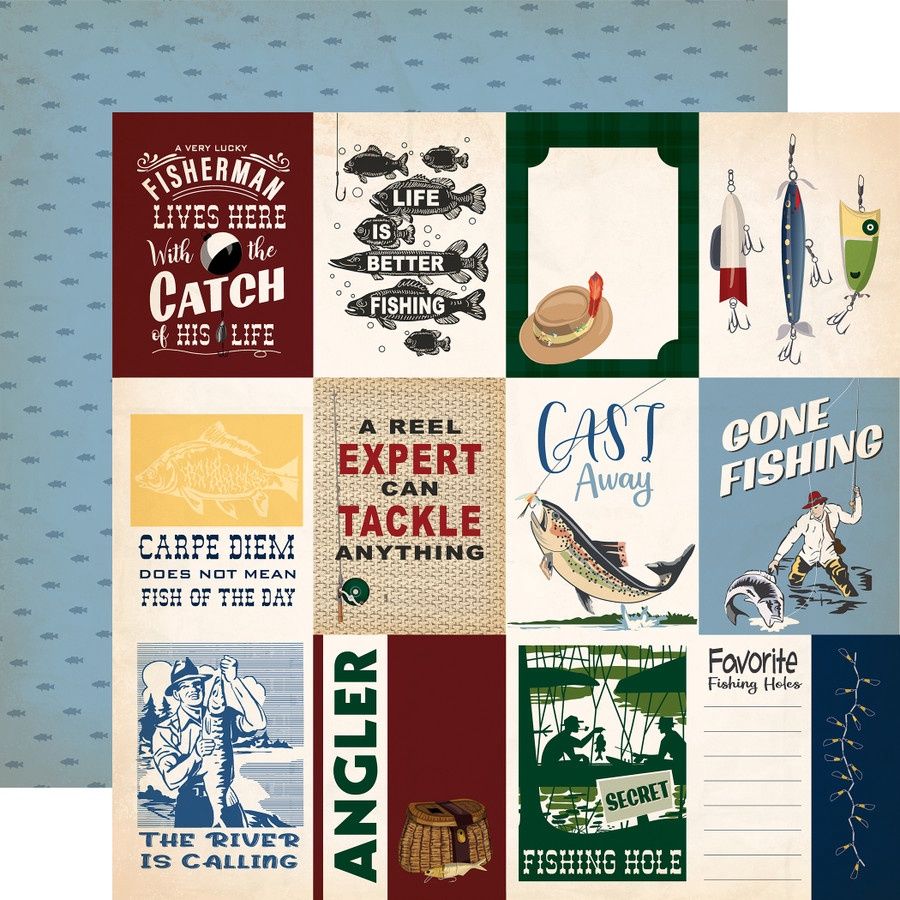 3x4 JOURNALING CARDS - GONE FISHING