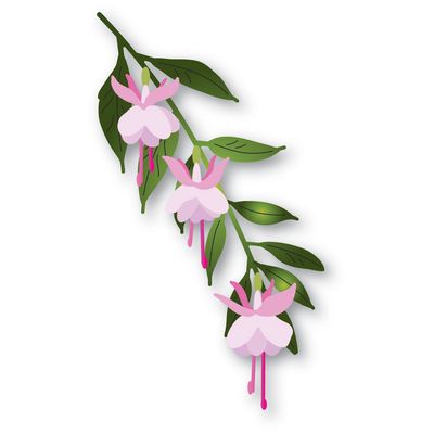 LITTLE FUCHSIA FLOWER TRIO &amp; BRANCH