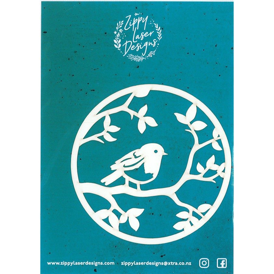 BIRD ON A BRANCH - CIRCLE LASER CUT