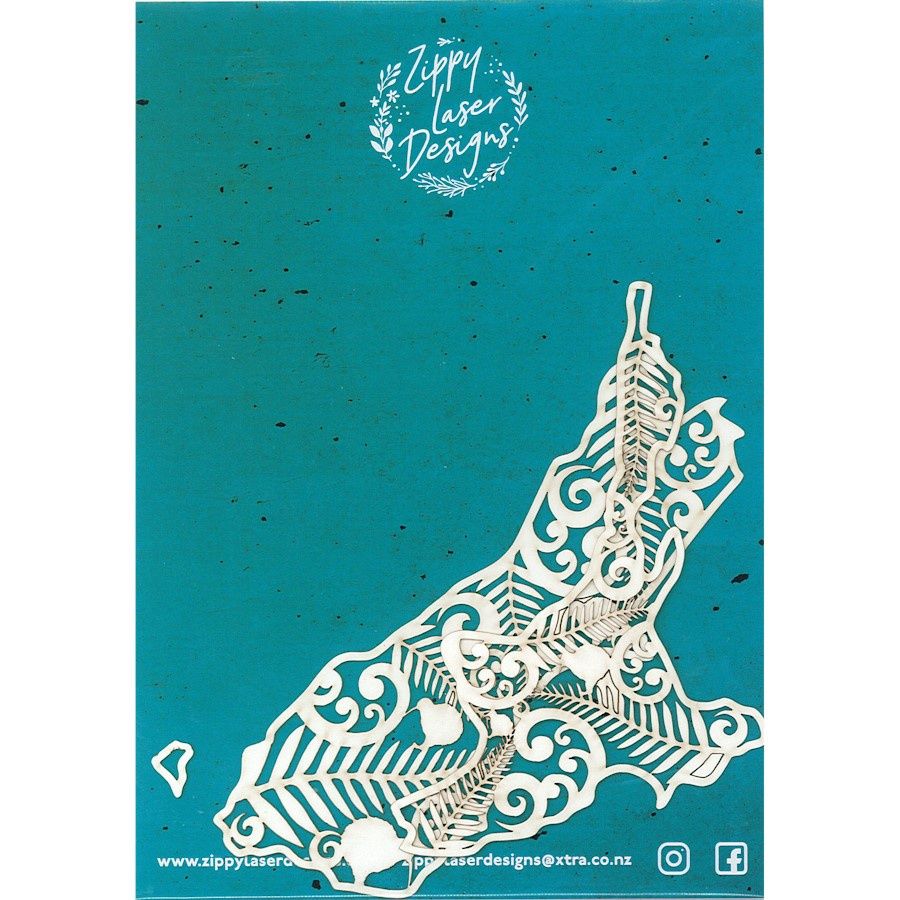 NEW ZEALAND MAP - KORU LASER CUT