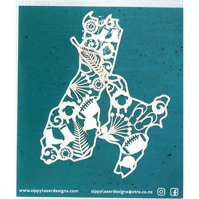 NEW ZEALAND MAP - DETAILED ICONS LASER CUT