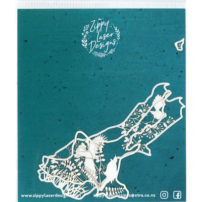NEW ZEALAND MAP - DETAILED BIRDS LASER CUT