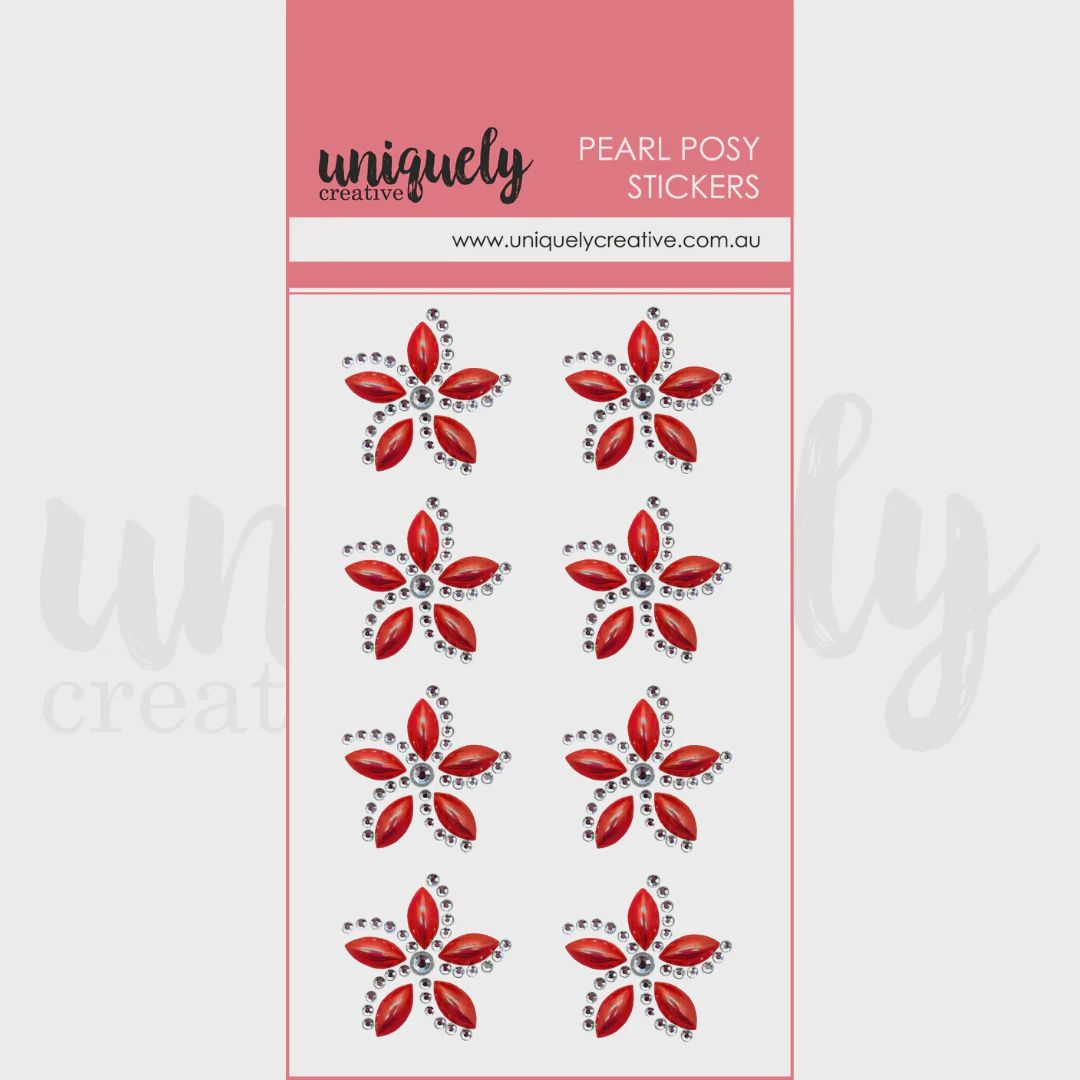 PEARL POSY STICKERS - CHRISTMAS RED