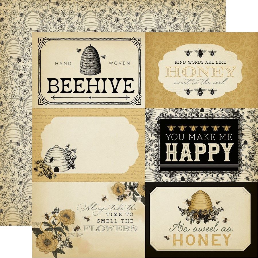 6x4 JOURNALING CARDS - HONEYBEE
