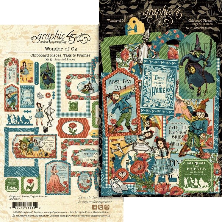 WONDER OF OZ CHIPBOARD PIECES TAGS &amp; FRAMES