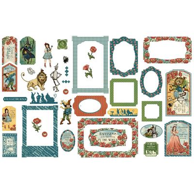 WONDER OF OZ CHIPBOARD PIECES TAGS &amp; FRAMES