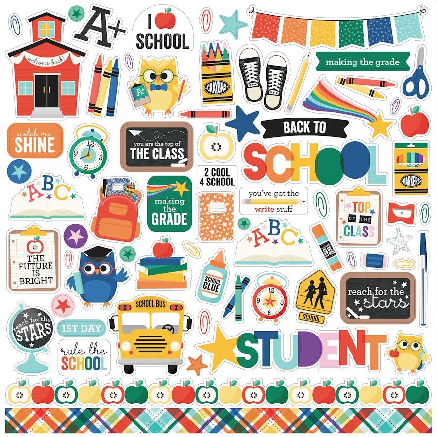 OFF TO SCHOOL ELEMENTS STICKER SHEET