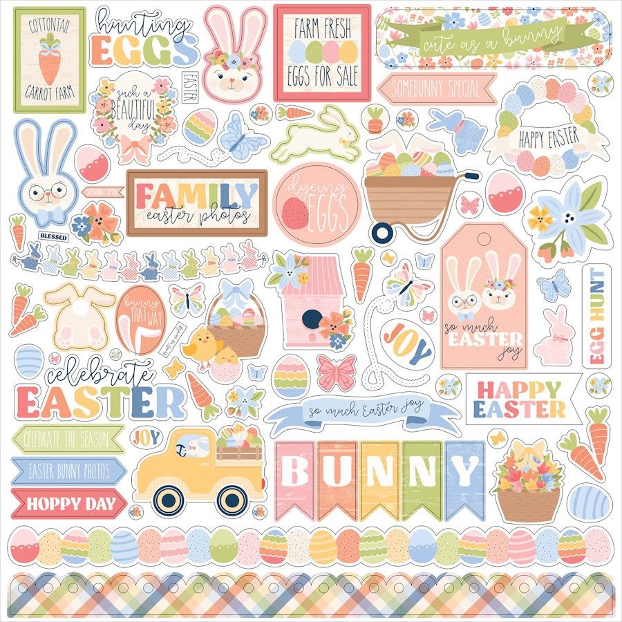 BUNNIES &amp; BASKETS ELEMENT STICKER SHEET