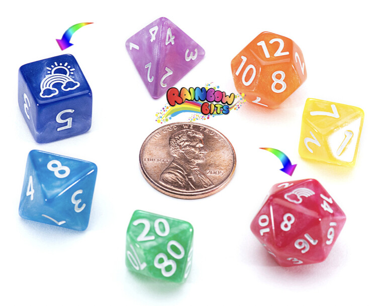 Gate Keeper Games: 7-die Set: Mighty Tiny Dice - Rainbow Bits