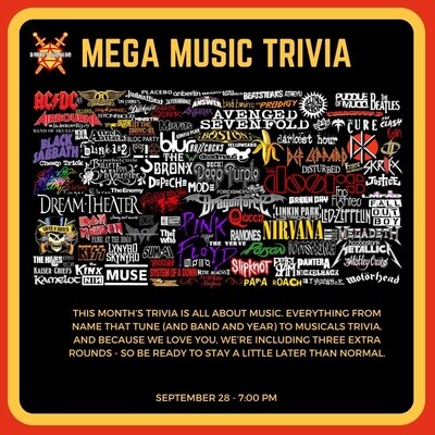Mega Music Trivia - September 28th at 7:00pm