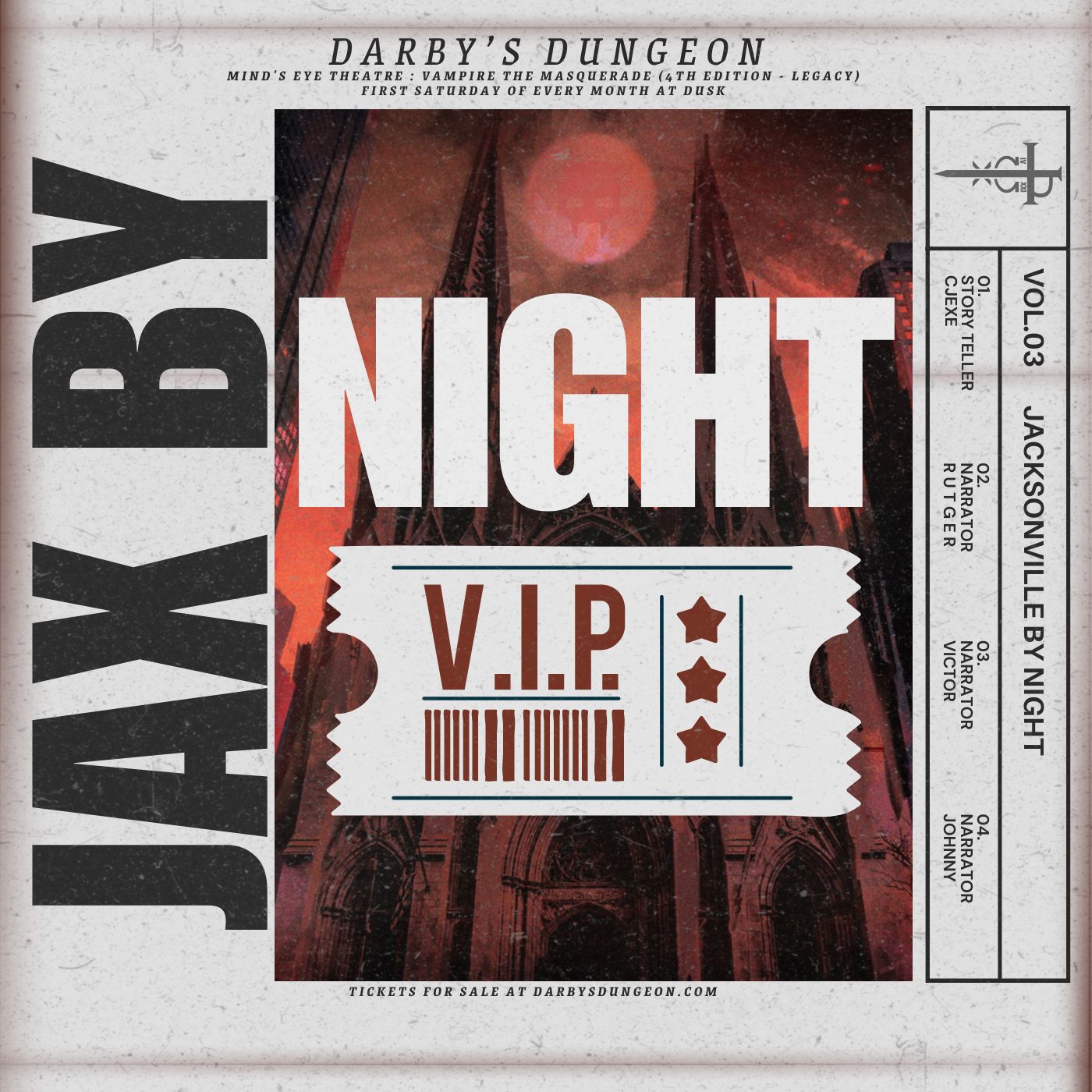 VIP Ticket for Vampire the Masquerade: Live Action Role Play - Aug 2nd at Dusk