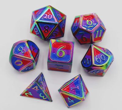 Metal RPG Dice Set - Bisexual Pride Flag
