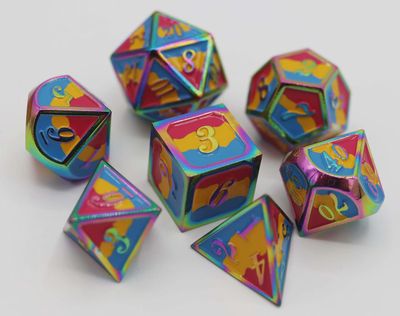 Metal RPG Dice Set - Pansexual Pride Flag