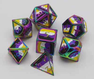 Metal RPG Dice Set - Nonbinary Pride Flag