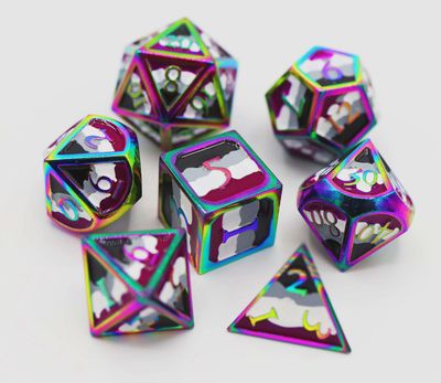Metal RPG Dice Set - Asexual Pride Flag