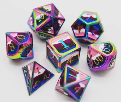 Metal RPG Dice Set - Genderfluid Pride Flag