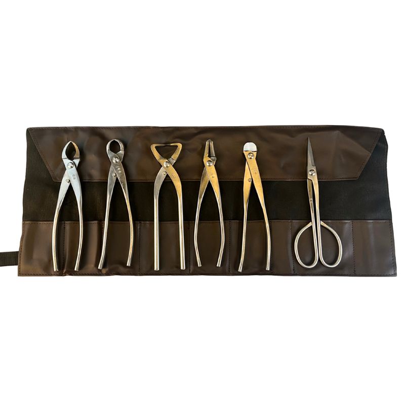 Premium Bonsai Werkzeugset – 6-teiliges Set im Lederetui für Bonsai-Enthusiasten