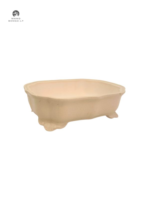 Weiß glasierter Bonsaitopf P24