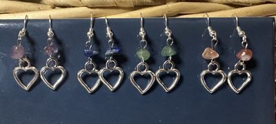 Handmade Heart & Gemstone Earrings