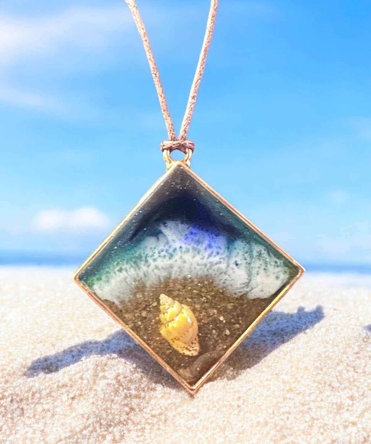 Handcrafted sea inspired pendant necklace tropical beach themed jewellery