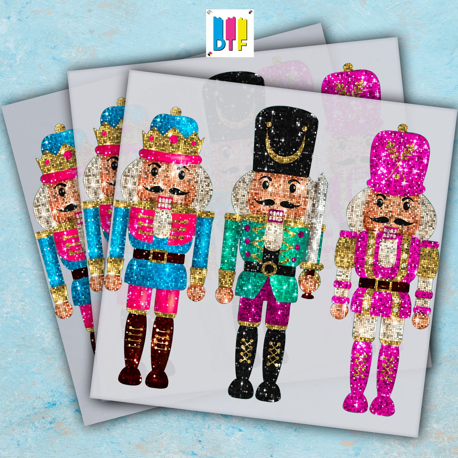 Christmas Nutcrackers Glitter Effect - Ready To Press
