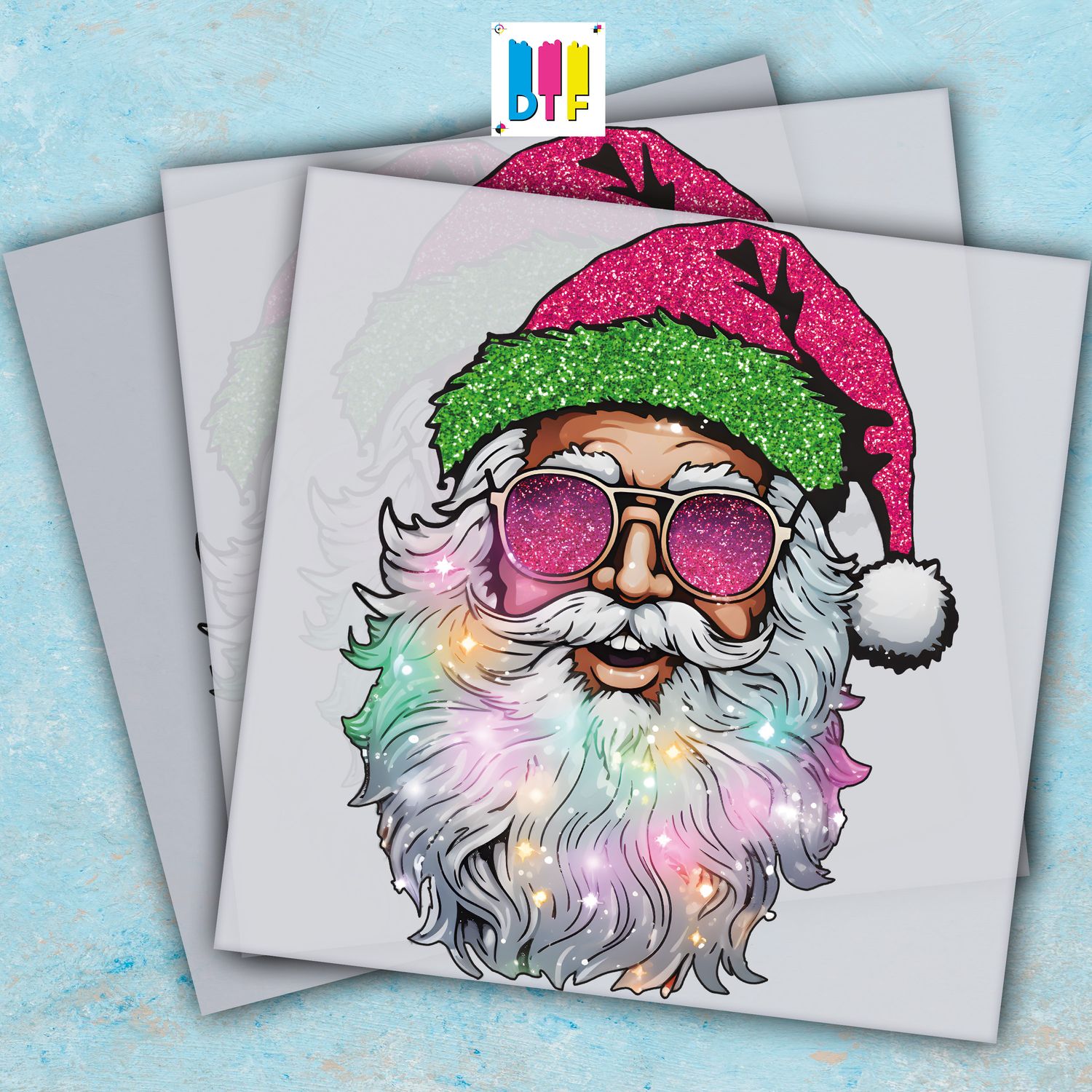 Christmas Cute Glitter Effect Santa Claus - Ready To Press