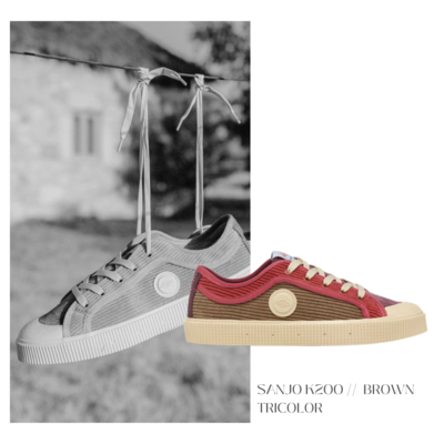 Sanjo K200 Bombazine Brown Tricolor - Retro Sneaker