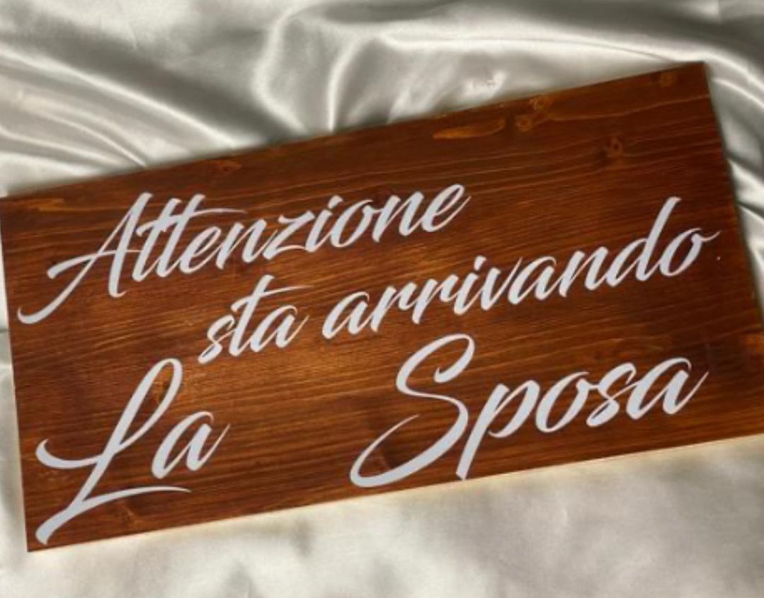 Tavoletta in legno ingresso Sposa