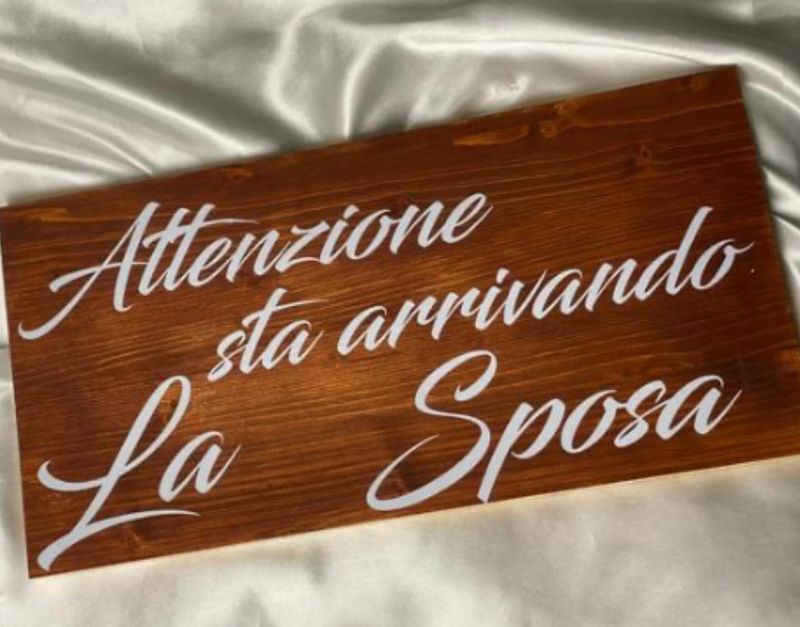 Tavoletta in legno ingresso Sposa