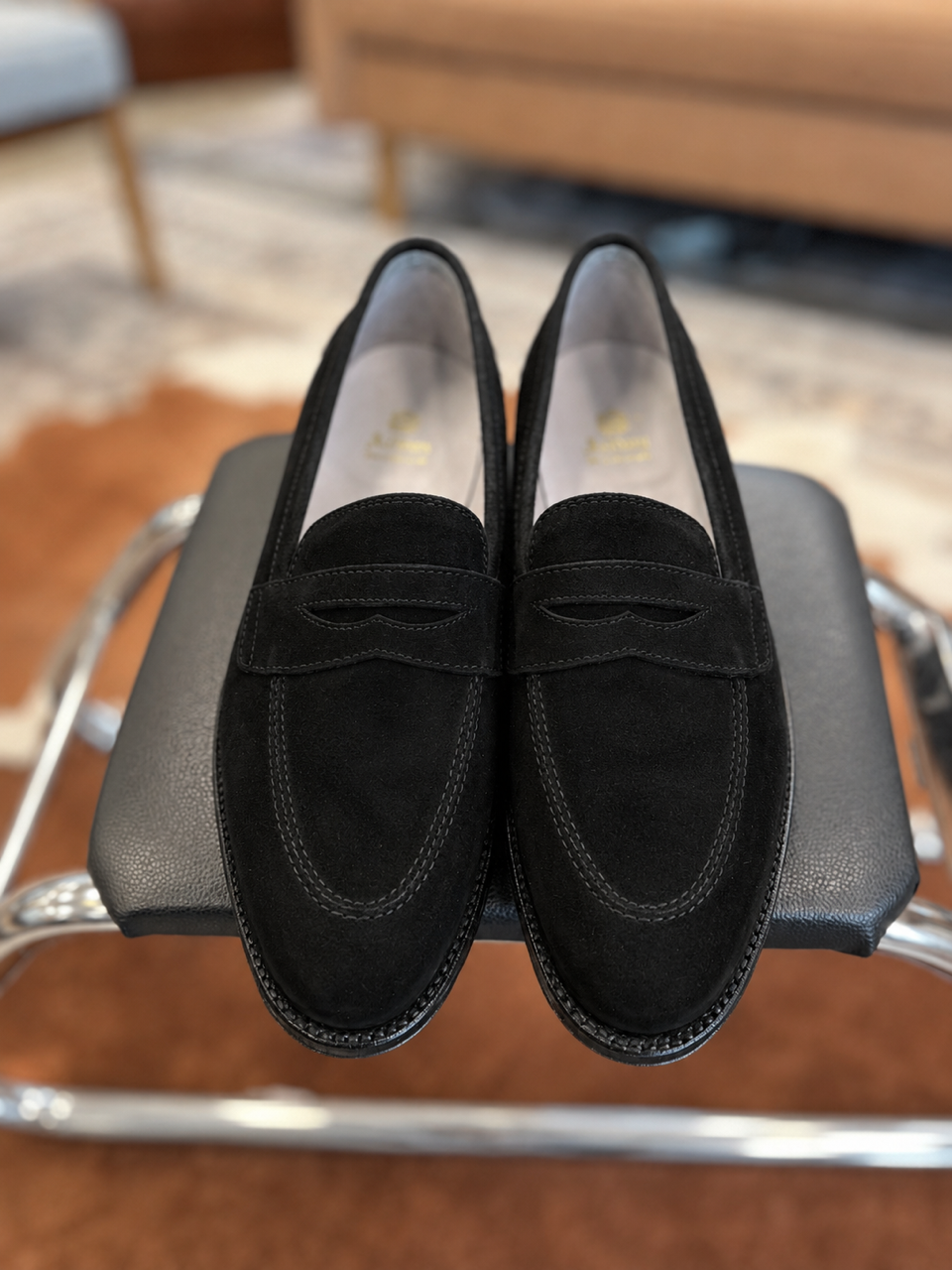 Zahner's X Alden - New Style! - Black Suede Penny Loafer - **Pre-Order Only**