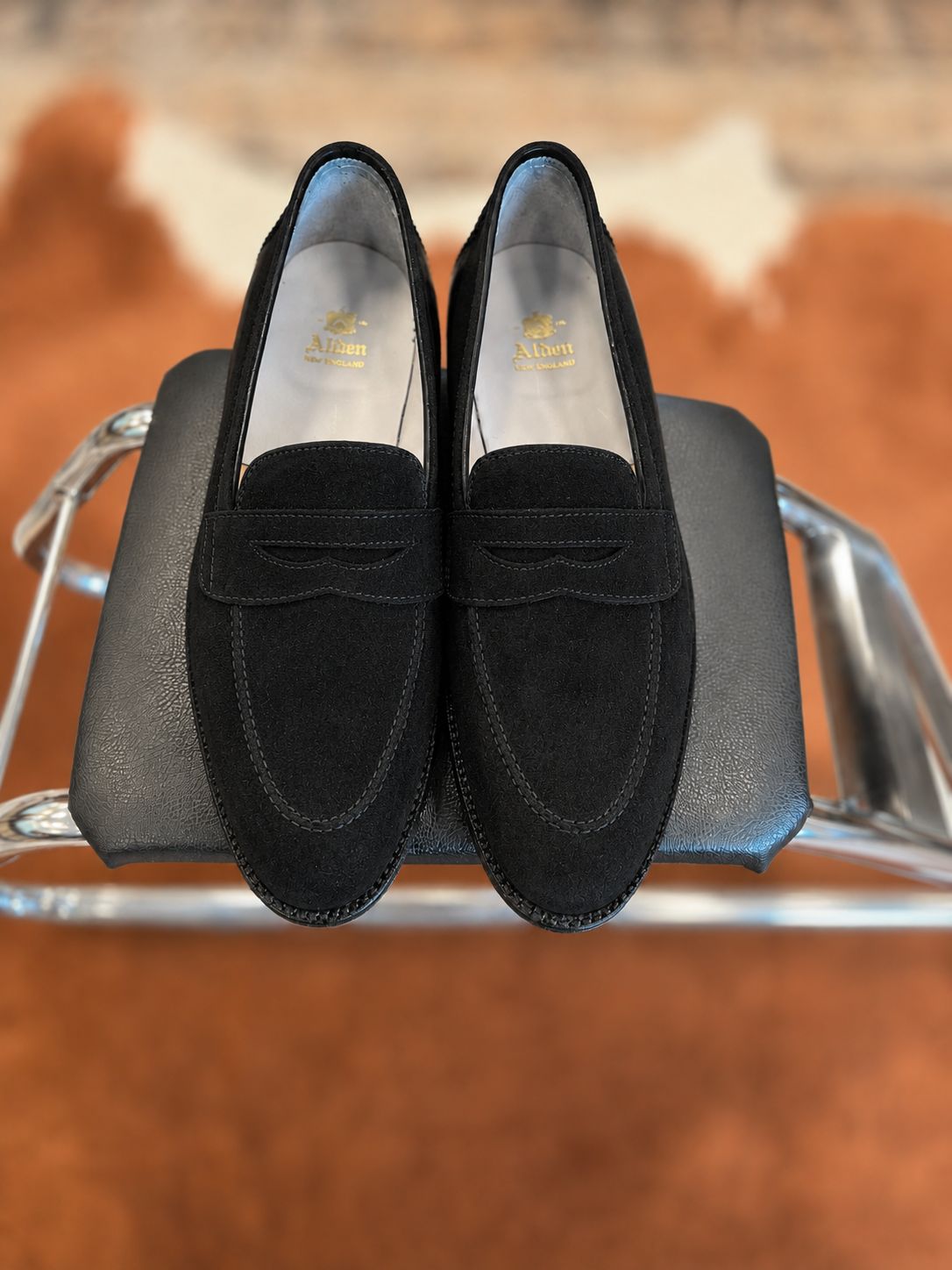 Zahner's X Alden - New Style! - Black Suede Penny Loafer - **Pre-Order Only** Zahner's X Alden - New Style! - Black Suede Penny Loafer - **Pre-Order Only**