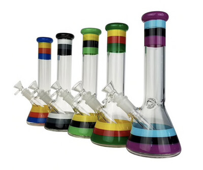 10&quot; Striped Beaker Water Pipe - with 14M Bowl