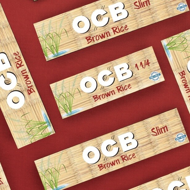 OCB Brown Rice Unbleached Rolling Papers Display