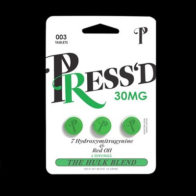 Press&#39;d 7 Hydroxy + Red OH HULK Blend Kratom Tablets-(30MG)-(3 Count)