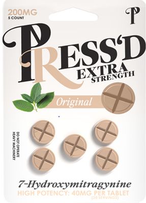Press&#39;d Extra Stregth 7 Hydroxymitragynine Kratom Tablets-(40MG)-(5 Count)