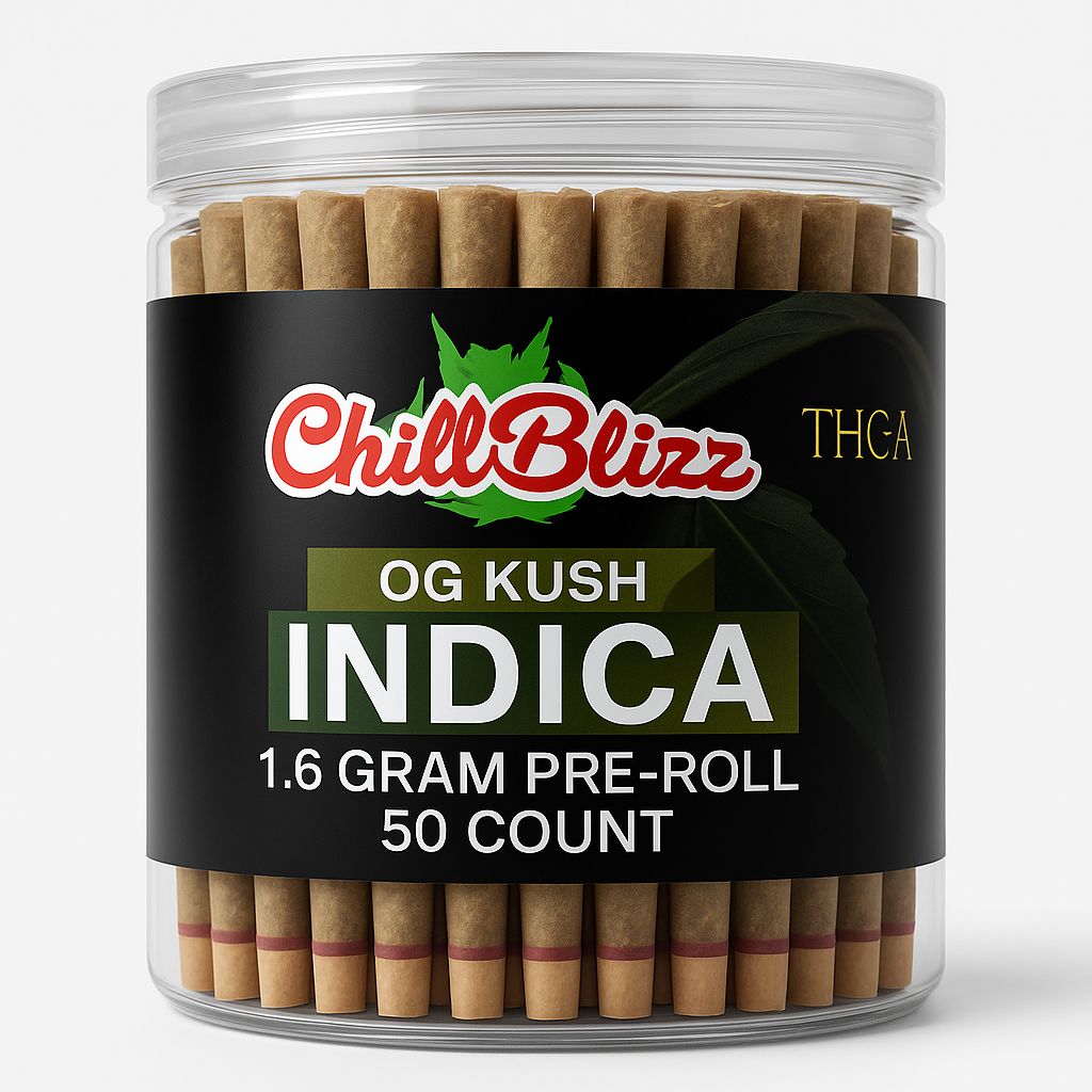 Chill Blizz THC-A Infused Pre-Rolls(1.6g), Type: Indica-(GO Kush)