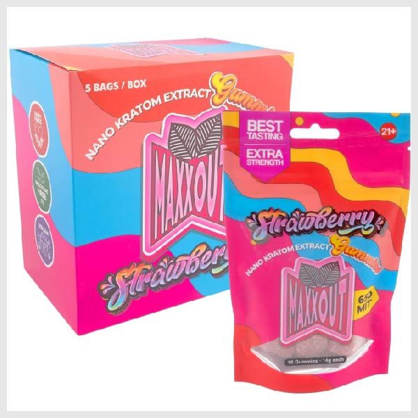 Maxxout Kratom Extract Gummies "650MIT Nano" (10PC/BAG)-(5CT Display)