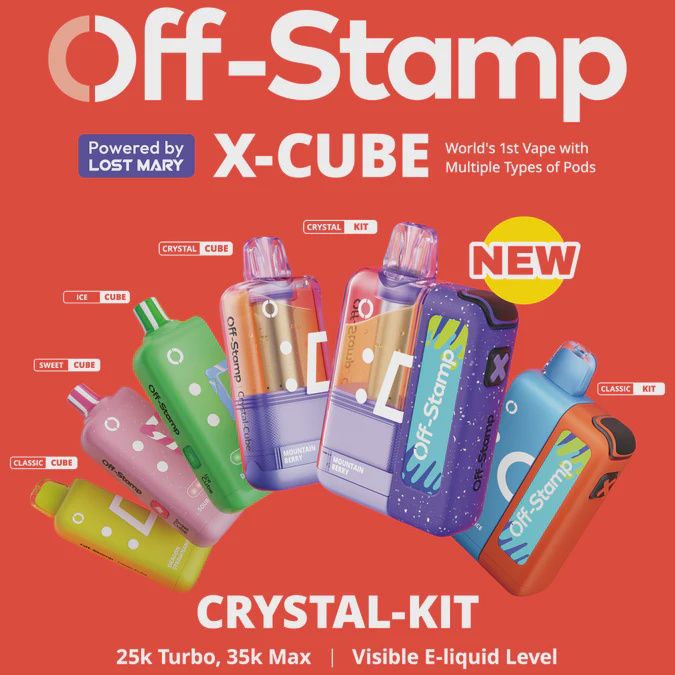 OFF STAMP X-CUBE CRYSTAL KIT DISPOSABLE (35000 5% NIC-19ML)-(5CT DISPLAY)-(1 UNIT)